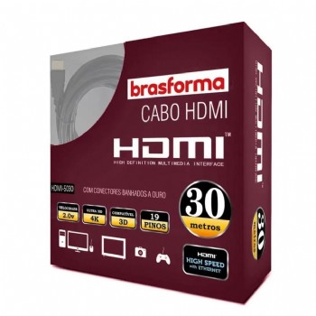 CABO HDMI/HDMI 4K ULTRAHD 2.0 30M BRASFOMA