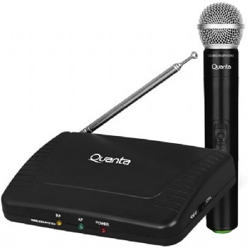 Microfone Sem Fio Quanta QTMWU105 com 1 Microfone Bivolt - Preto