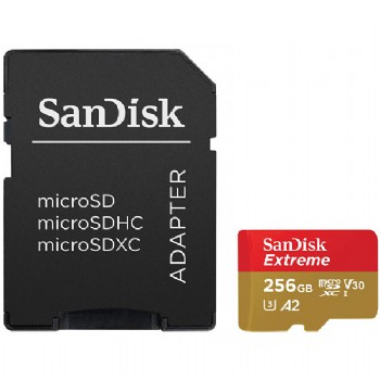 Carto Micro SD de 256GB SanDisk - Extreme - Vermelho / Dourado