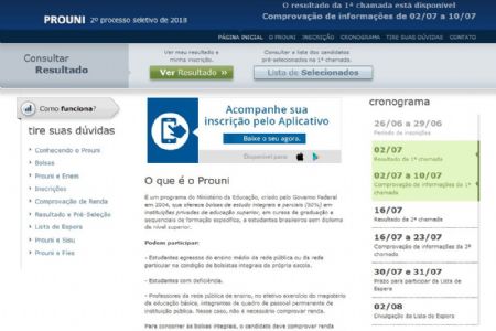 Prouni 2018: resultado da primeira chamada do 2� semestre � divulgado